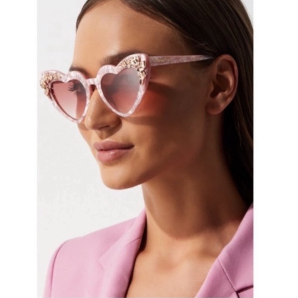LoveShackFancy
Amalia Heart Shape Sunglasses, 53mm